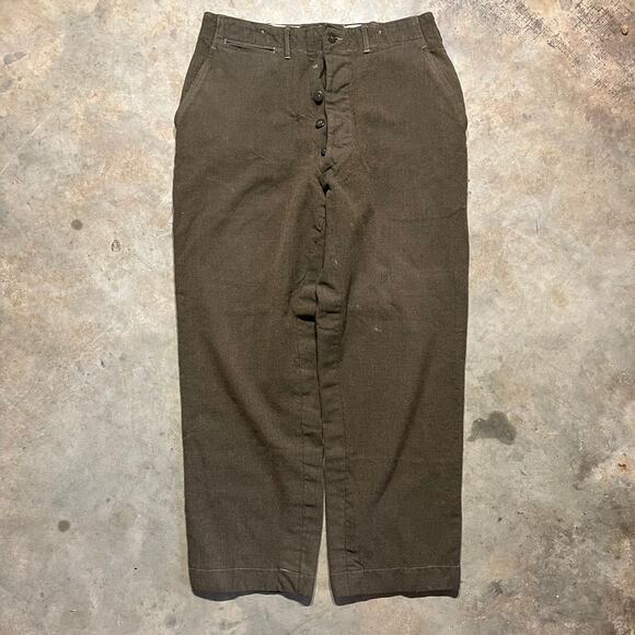 Vintage WW2 Army Military Green Wool Trousers Pants 32x28 - Picture 1 of 5